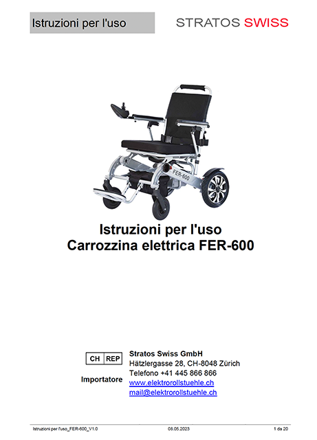 Manuale istruzioni sedia a rotelle elettrica FER-600 Italiano
